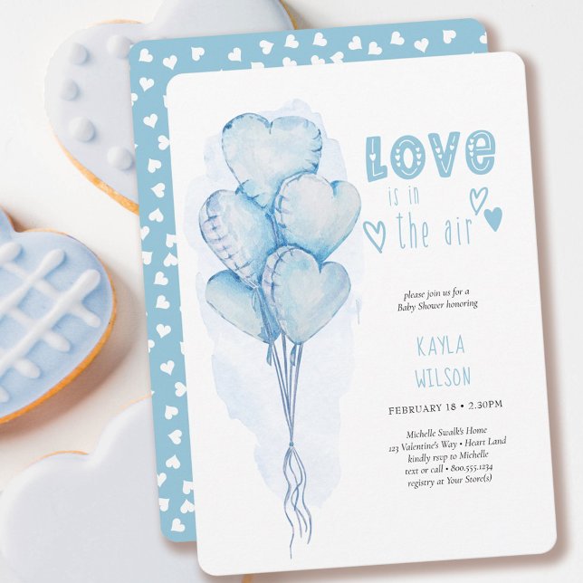 Invitation Love Heart Balloons Aquarelle Baby shower (Créateur téléchargé)