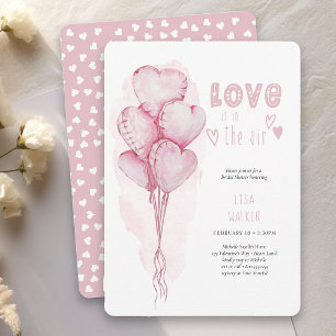 Invitation Love Heart Balloons Aquarelle Fête des mariées