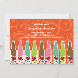 Invitation Love Hearts Bouteilles Whimsical Fête des mariées 