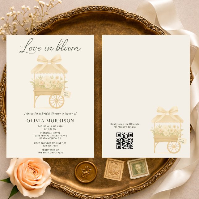 Invitation Love in Bloom Flower Market QR Code Bridal Shower (Créateur téléchargé)