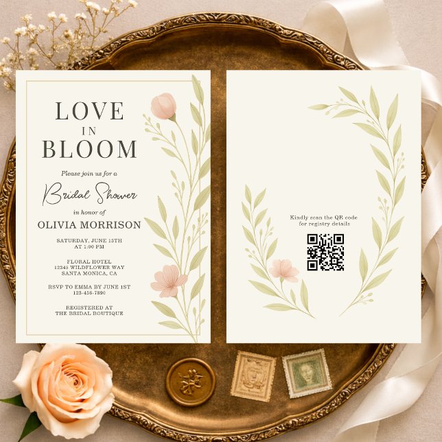 Invitation Love in Bloom Wildflower QR Code Bridal Shower (Créateur téléchargé)