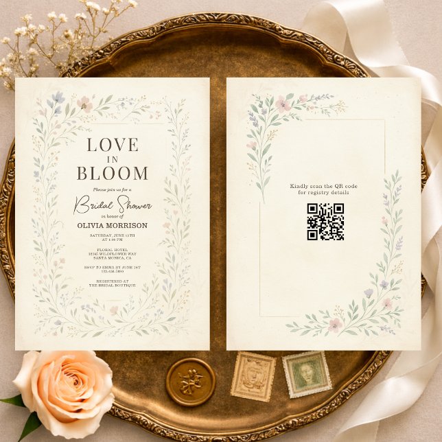 Invitation Love in Bloom Wildflower QR Code Bridal Shower (Créateur téléchargé)