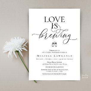 Invitation Love Is Brewing Baby Shower Calligraphie Élégant