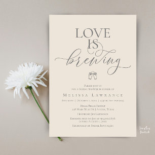 Invitation Love Is Brewing Baby Shower   Calligraphie Élégant