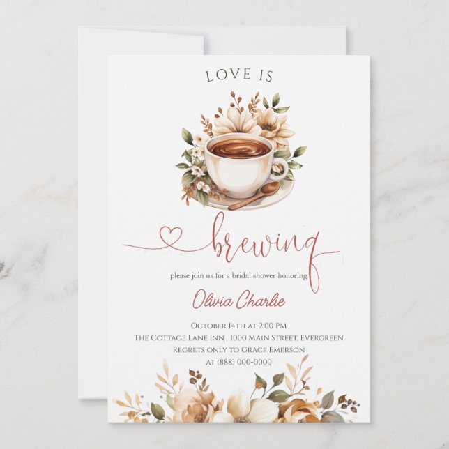 Invitation  Love is Brewing Bridal Shower (Devant)