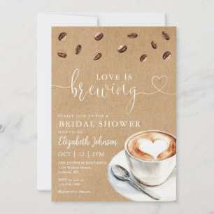 Invitation Love Is Brewing Café Mariage Champêtre Kraft