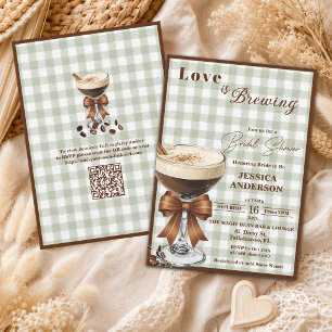 Invitation Love is Brewing Code QR Espresso Enterrement de Vi