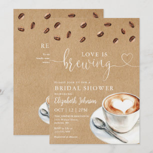 Invitation Love Is Brewing Coffee QR Code Enterrement de Vie 