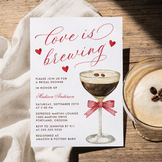 Invitation Love Is Brewing Espresso Martini Bridal Shower (Créateur téléchargé)