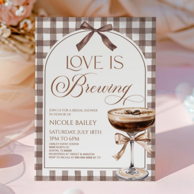 Invitation Love Is Brewing Expresso Martini Bow Bridal Shower (Créateur téléchargé)