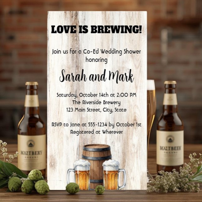 Invitation Love is Brewing Rustic Couples Bridal Shower (Créateur téléchargé)