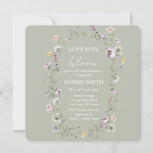 Invitation Love Is In Bloom Fête de Mariage Vert Sauge
