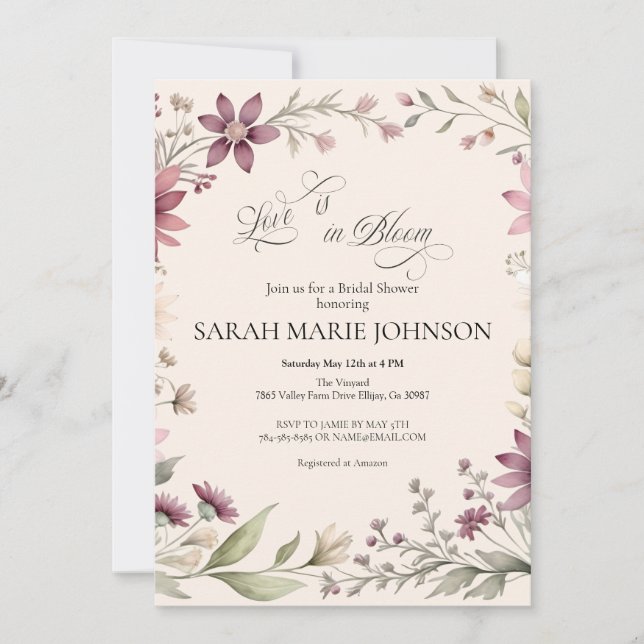 Invitation Love is in Bloom Spring Floral Bridal Shower (Devant)