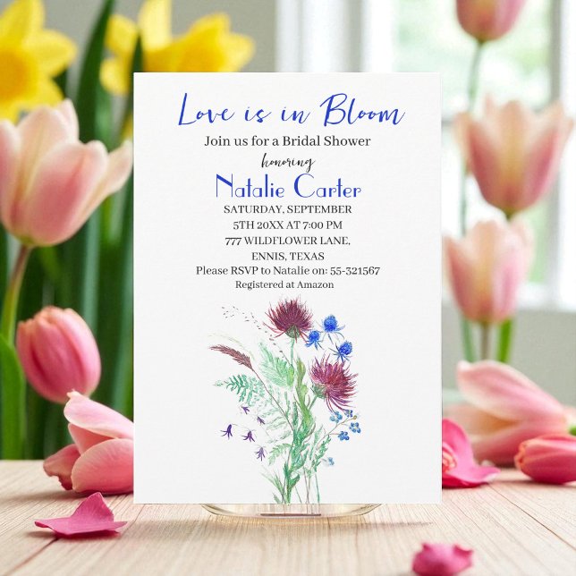Invitation Love is in Bloom Thistle Floral Bridal Shower  (Créateur téléchargé)