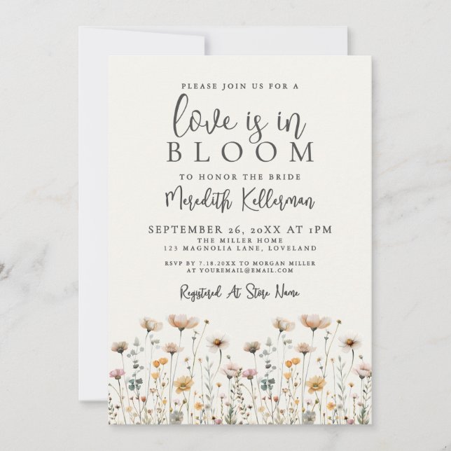 Invitation Love Is In Bloom Wildflower Bridal Shower (Devant)
