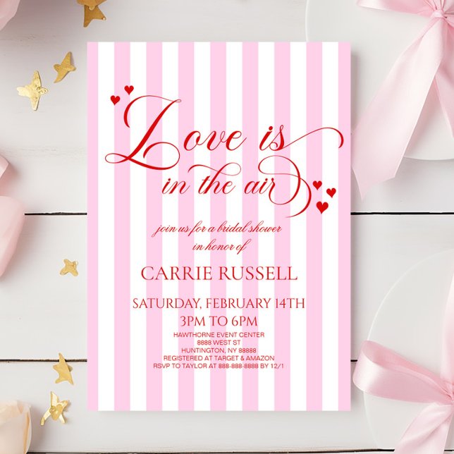 Invitation Love Is In The Air Pink Red Hearts Bridal Shower (Créateur téléchargé)