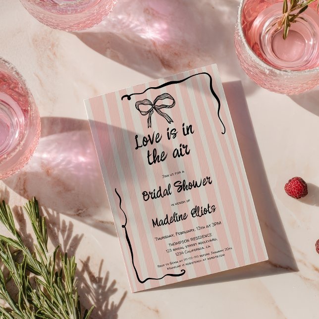 Invitation Love Is in the Air Retro Pink Quirky Bridal Shower (Love Is in the Air Retro Pink Quirky Bridal Shower Invitation)