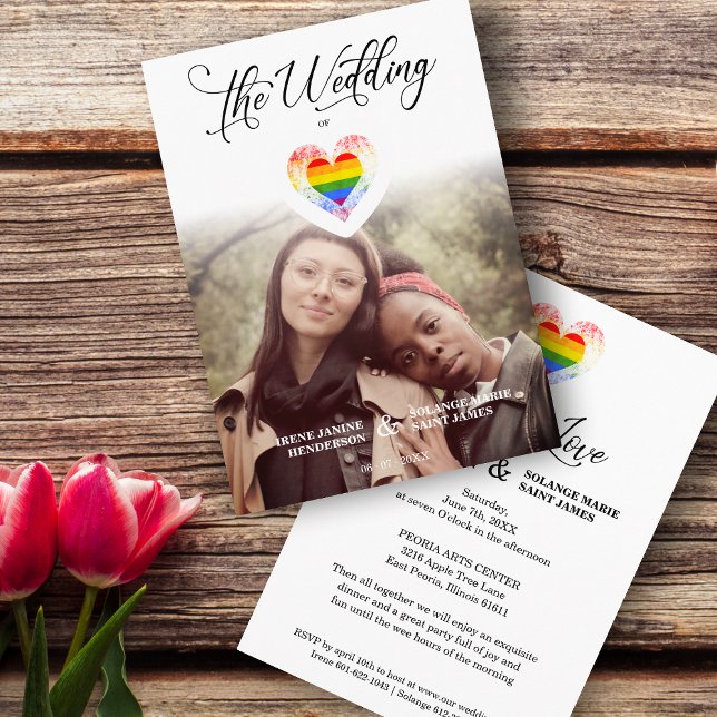 Invitation Love is Love Pride Rainbow Heart LGBT Photo (Créateur téléchargé)