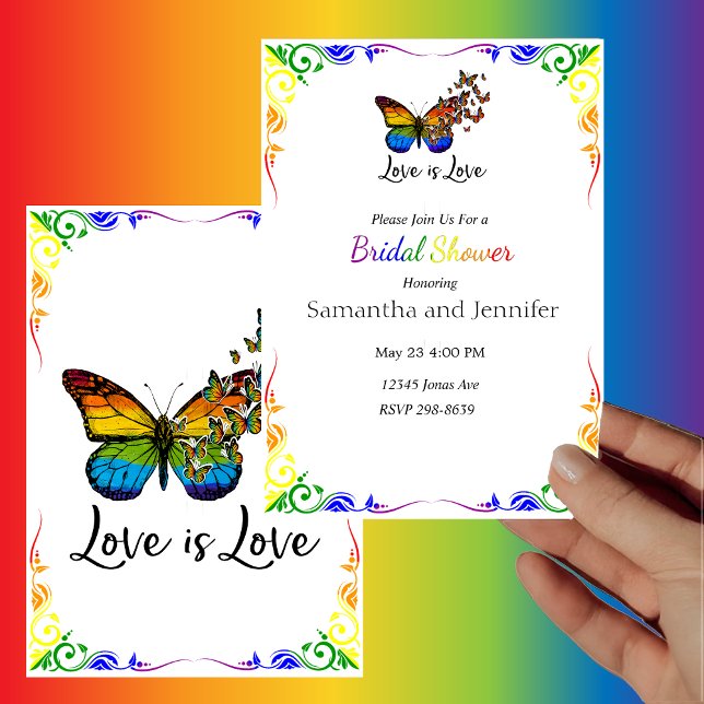 Invitation Love is Love Rainbow Theme Fête des mariées (Créateur téléchargé)