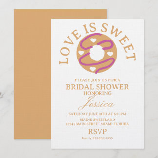 Invitation Love is sweet donut with hearts Bridal Shower
