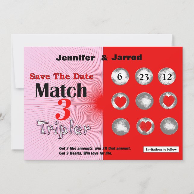 Invitation Love Lotto Scratch Off Enregistrer la date Annonce (Devant)