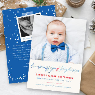 Invitation Love Peace Joy Tiny Kisses 1er Noël de bébé