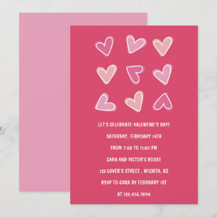 Invitation Love Pink Hearts