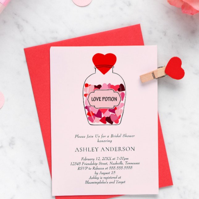 Invitation Love Potion Valentine Thème Fête des mariées (Créateur téléchargé)