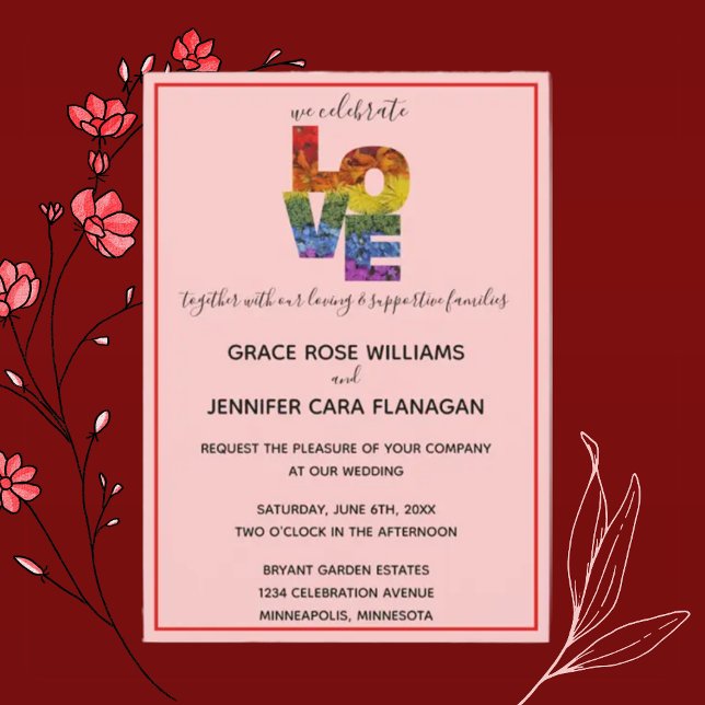 Invitation LOVE Red Theme Same Sexe Collection Mariage Invita (Créateur téléchargé)
