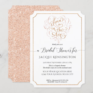 Invitation Love Rose Parties scintillant or Fête des mariées 