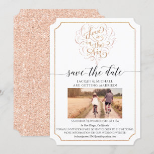 Invitation Love Script Typographie Rose Gold Parties scintill