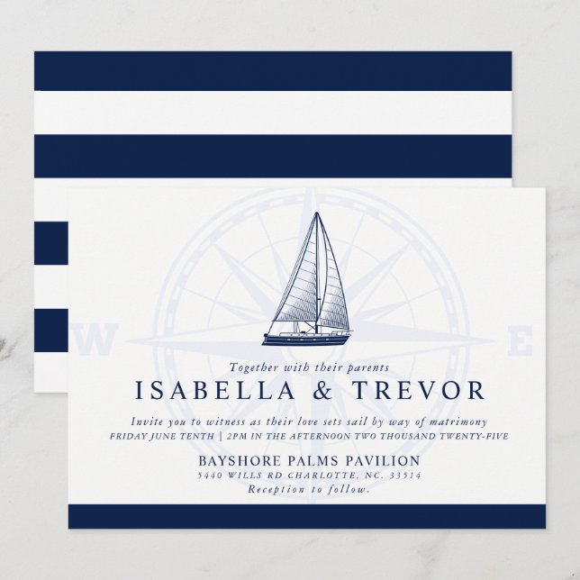 Invitation Love Sets | Mariage thématique nautique (Devant / Derrière)