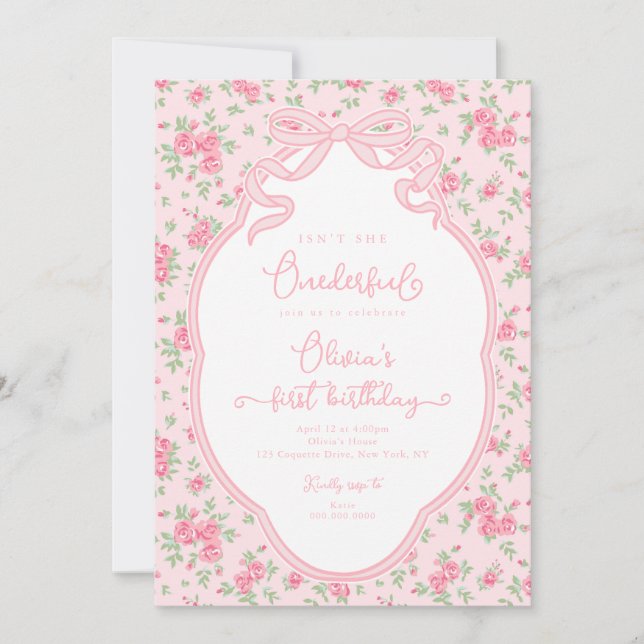 Invitation Love Shack Bow Isn't She Onederful 1st Birthday (Devant)