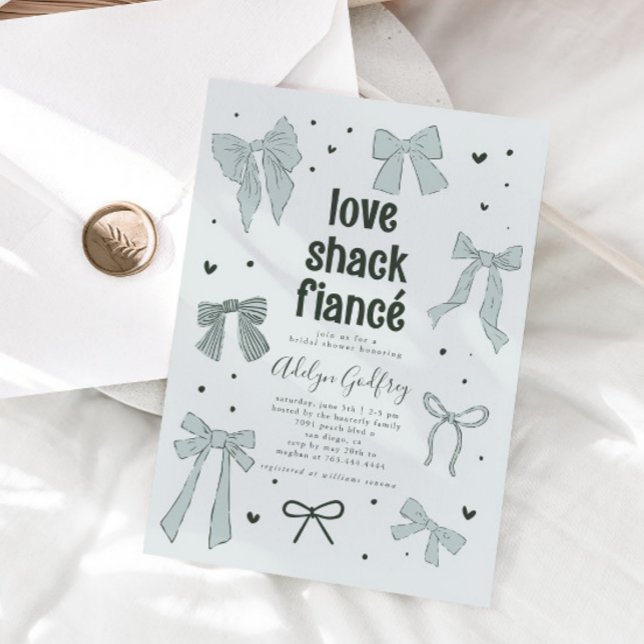 Invitation Love Shack Fiance Blue Bow Fête des mariées (Créateur téléchargé)