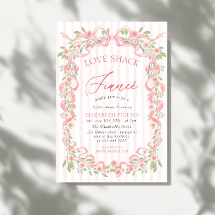 Invitation Love Shack Fiancé Ruban Rose Floral Fête de Mariag