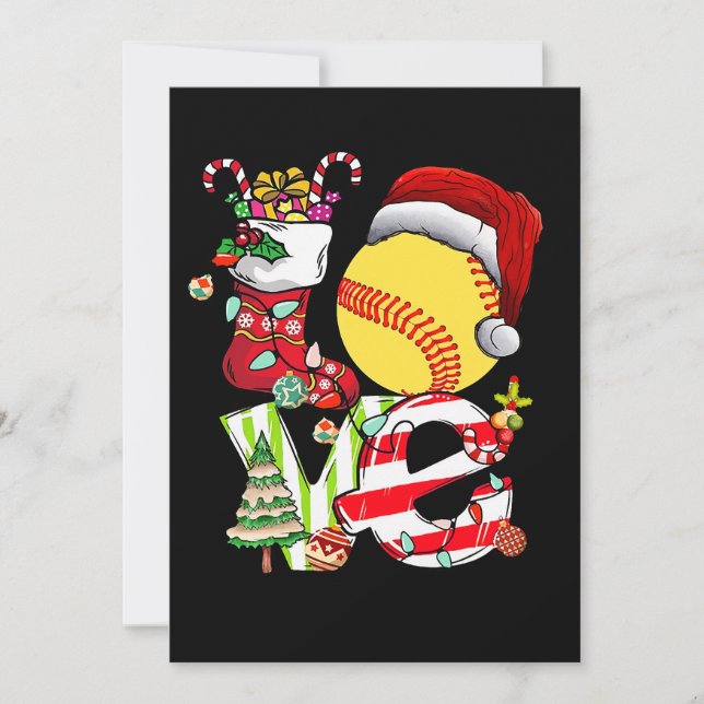 Invitation Love Softball Noël Père Noël Ado Filles Femmes (Devant)