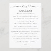Love Story Trivia Fête des mariées White Game Card
