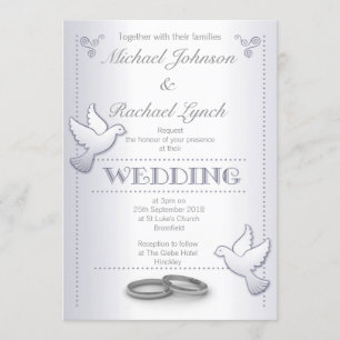 Invitation Lovebirds d'argent Vintage