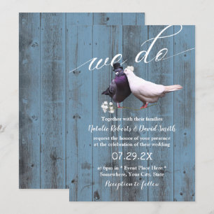 Invitation Lovebirds rustiques Nous faisons Dusty Blue Barn M