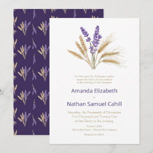 Invitation Lovely Lavender & Mariage de blé