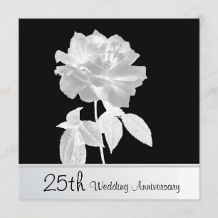 Invitation Lovely Silver Rose 25e anniversaire Mariage fête