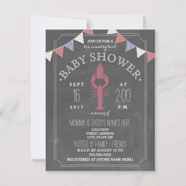 Invitation Low Country Boil Co Ed Unisex Baby shower - Boutei (Devant)