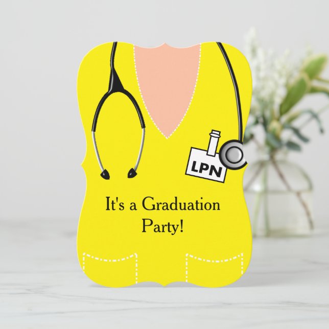 Invitation LPN Infirmière diplômée Jaune (Debout devant)