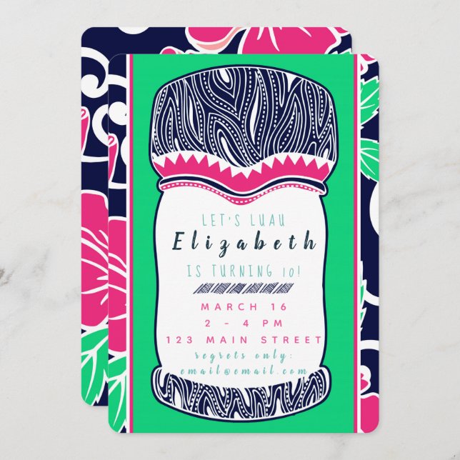 Invitation Luau (Devant / Derrière)