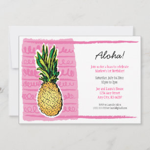 Invitation Luau à l'ananas rose