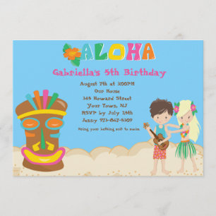 Invitation Luau avec les enfants et l'invitation pour l'anniv