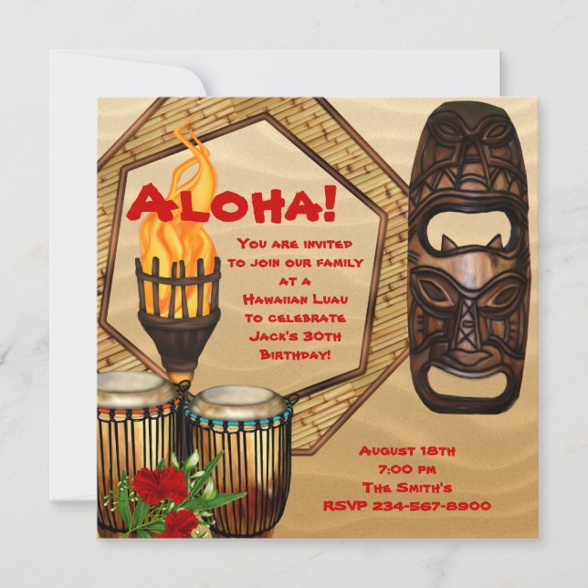 Invitation Luau Birthday Party Hawaii Luau Party (Devant)