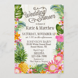 Invitation Luau Hawaiian Beach Wedding shower rustique