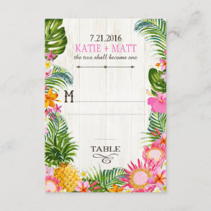 Invitation Luau Hawaiian Mariage Beach Rustic Place Card