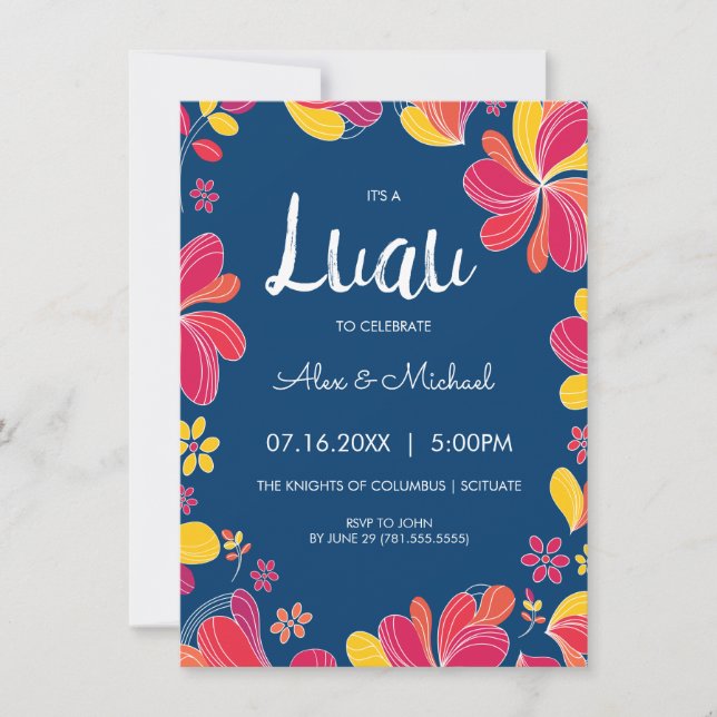 Invitation Luau - Invitation de fête tropicale haw (Devant)